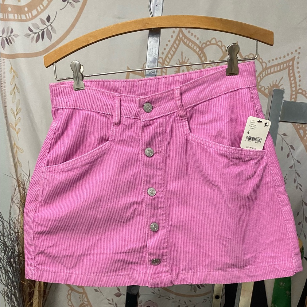 NWT Free People Rose Pink Corduroy Mini Skirt Size 4